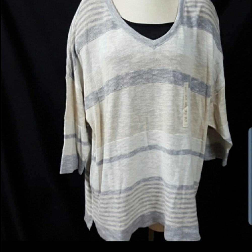 Sonoma Beige Striped Tunic Sweater